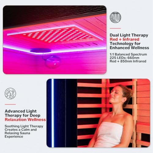 1-2 Person Ultra Low EMF FAR Infrared Sauna 0-5mG,12"*12" Red Light Therapy - Image 6