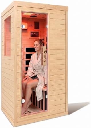 1 Person Far Infrared Sauna Room with 308x220mm Red Light Beauty Glow for Home Gym & Post-Workout Relaxation, 110V/1350W Fast Heating Sauna with 5 Plates, Bluetooth, Digital Controller, Oxygen Ionizer by HomsidoFurniture