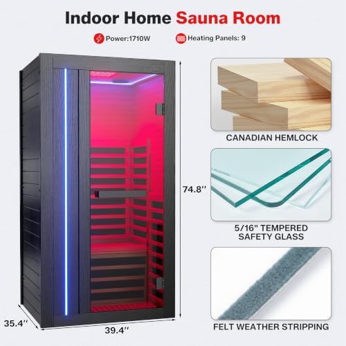 1-2 Person Ultra Low EMF FAR Infrared Sauna 0-5mG,12"*12" Red Light Therapy - Image 4