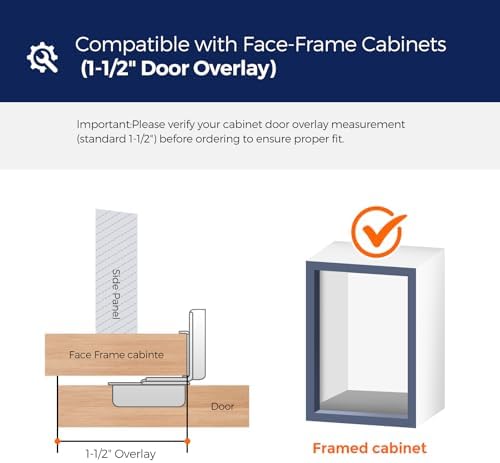 10 Pack (5 Pair) 1-1/2 Inch Overlay,Satin Nickel Soft Close Cabinet Hinges - Image 6
