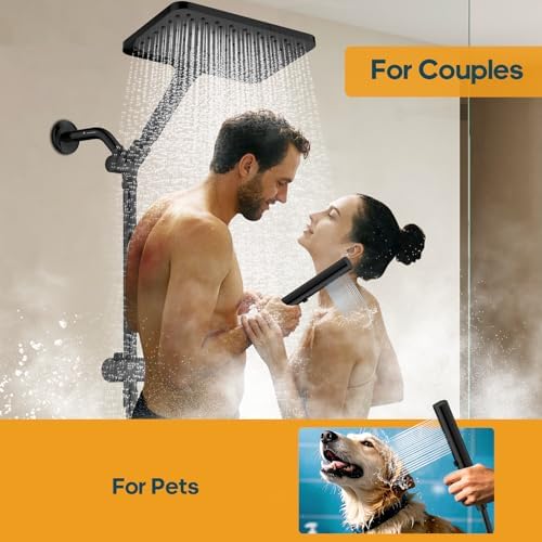 10" High Pressure Rainfall Shower Head with Handheld, Dual Combo - Image 4