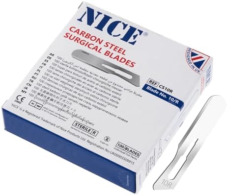 100pcs 10R Carbon Steel Blade - Box Set - Butter Blade Sterile Surgical Art Craft Sculpting Wax Cutting Dermaplaning Dermal Vellus Hair Precision Knife Exacto Hobby Scrapbooking Carving by Unknown