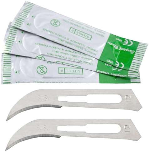 100 Pcs Surgical Blades #12 | Stainless Steel Sterile Scalpel Blades Individually Wrapped by Jevolve