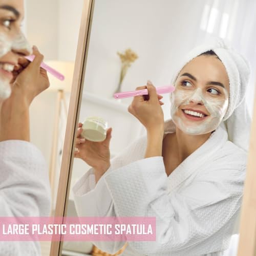 10 Pcs Makeup Scoop Spatulas, Plastic Facial Cosmetic Spatula, Pink - Image 4