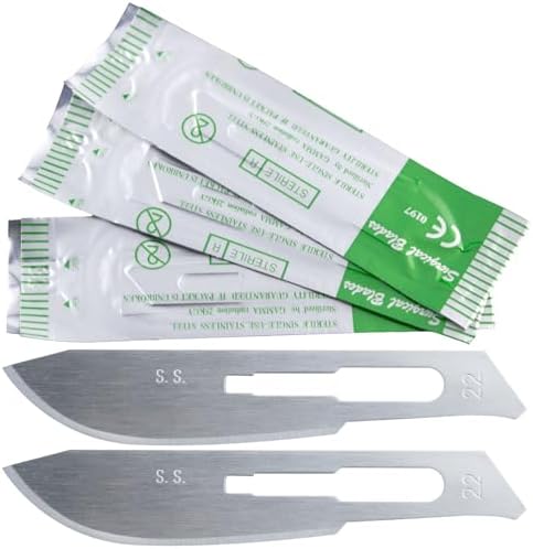 100 Pcs Surgical Blades #22 | Stainless Steel Sterile Scalpel Blades Individually Wrapped by Jevolve