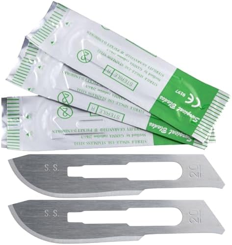 100 Pcs Surgical Blades #20 | Stainless Steel Sterile Scalpel Blades Individually Wrapped by Jevolve