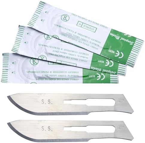100 Pcs Surgical Blades #10 | Stainless Steel Sterile Scalpel Blades Individually Wrapped by Jevolve