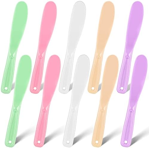 10 Pcs Makeup Scoop Spatulas, Plastic Facial Cosmetic Spatula, Colorful by Yuxung