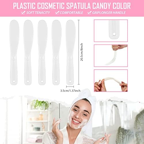 10 Pcs Makeup Scoop Spatulas, Plastic Facial Cosmetic Spatula, White - Image 2