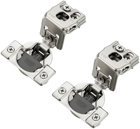 10 Pack (5 Pair) 1-1/2 Inch Overlay,Satin Nickel Soft Close Cabinet Hinges by JOY+DECOR