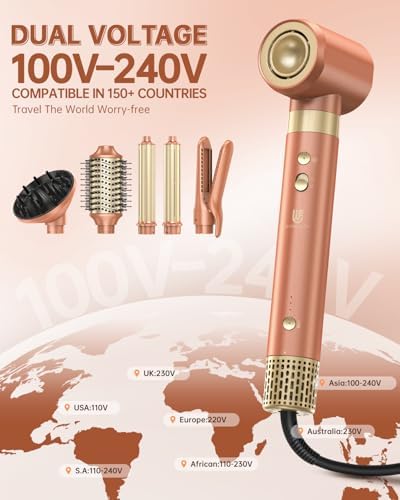 [Dual Voltage] webeauty 6 in 1 Hot Air Styler, High-Speed Negative Ionic Hair Dryer with Auto Curlers, Professional Blow Dryer Brush, Diffuser, Volumizer Multiple Styling, No Heat Damage - Image 5