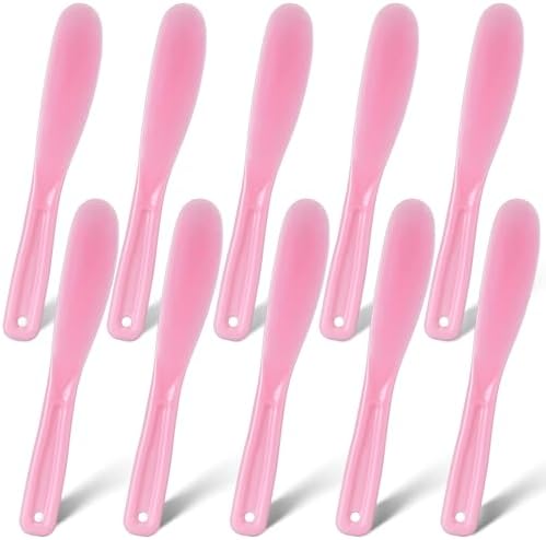 10 Pcs Makeup Scoop Spatulas, Plastic Facial Cosmetic Spatula, Pink by Yuxung