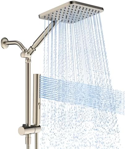 10" High Pressure Rainfall Shower Head with Handheld, Dual Combo by HOMBETER