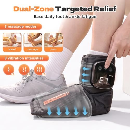 1 Pack Cordless Foot and Ankle Massager with Heat for Men Women (Size 6-10) - Image 3