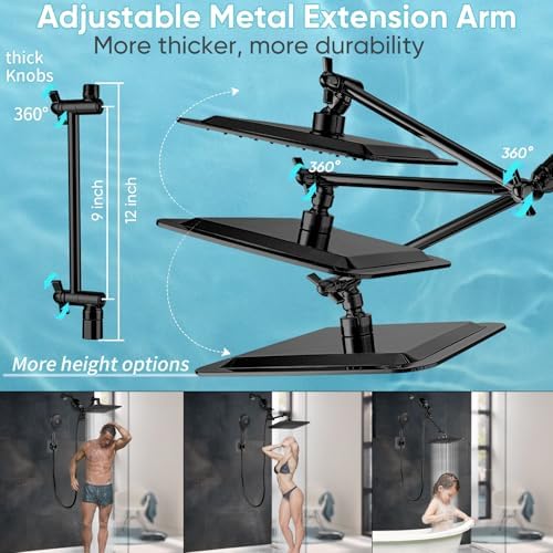 10'' Dual 20 Stage Filtered Shower Head with Handheld, 6 Spray Settings Handheld Shower Head High Pressure Rainfall Filter Combo with 12'' Adjustable Extension Arm, 71'' Shower Hose (Matte Black) - Image 3