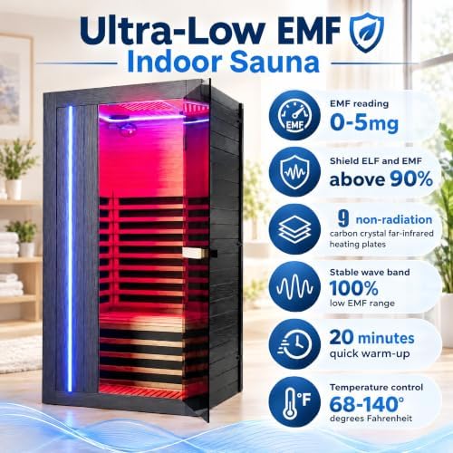 1-2 Person Ultra Low EMF FAR Infrared Sauna 0-5mG,12"*12" Red Light Therapy - Image 2