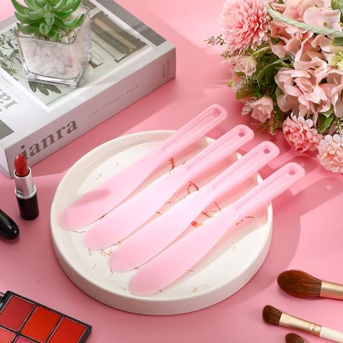 10 Pcs Makeup Scoop Spatulas, Plastic Facial Cosmetic Spatula, Pink - Image 3