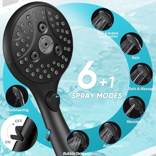 10'' Dual 20 Stage Filtered Shower Head with Handheld, 6 Spray Settings Handheld Shower Head High Pressure Rainfall Filter Combo with 12'' Adjustable Extension Arm, 71'' Shower Hose (Matte Black) - Image 4