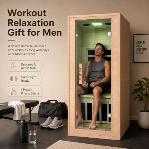 1 Person Infrared Sauna for Home, 110V 1200W Canadian Hemlock Wood Indoor Sauna Room, Compact Home Gym Spa with Color Light, Bluetooth, LCD Control, Workout Relaxation Gift for Men, Furniture Decor - Image 5