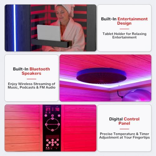 1-2 Person Ultra Low EMF FAR Infrared Sauna 0-5mG,12"*12" Red Light Therapy - Image 5