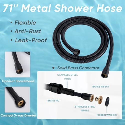 10'' Dual 20 Stage Filtered Shower Head with Handheld, 6 Spray Settings Handheld Shower Head High Pressure Rainfall Filter Combo with 12'' Adjustable Extension Arm, 71'' Shower Hose (Matte Black) - Image 5