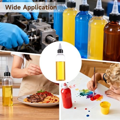 100 Pcs Plastic Squeeze Bottles, 4 oz Clear Hair Oil Applicators with Twist Top Caps, Leakproof Empty Condiment Dispensers for Liquids, Inks, Paints, Glues, Refillable Small Bottles - Image 2